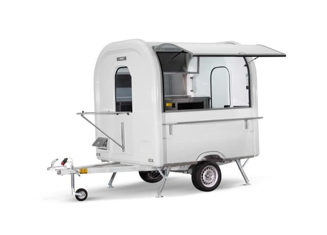 Remorque food truck L’Essentiel blanche, format AIR 220